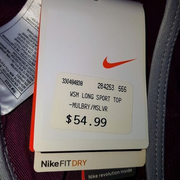 🌸HOST PICK🌸NIKE  FIT DRY Women's Mulberry/Silver Sport Athletic TOP Med - Picture 7 of 16